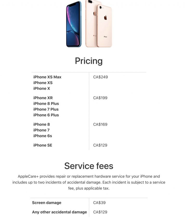 pricing for iphone to puchase apple care plus and repair fee Top Tek